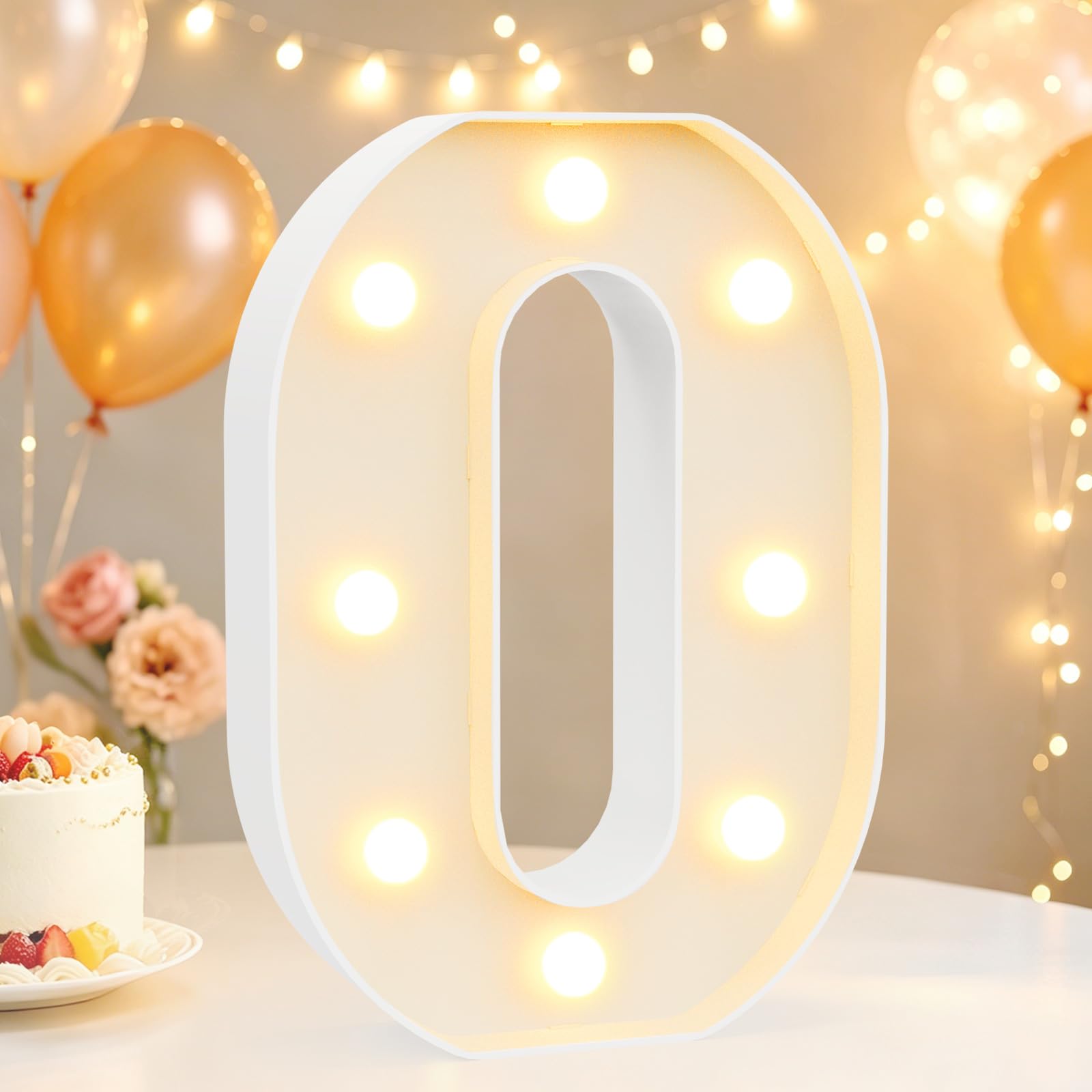 LED Light Up Marquee Letters for Birthday Decorations, Letter O Warm White — image 1