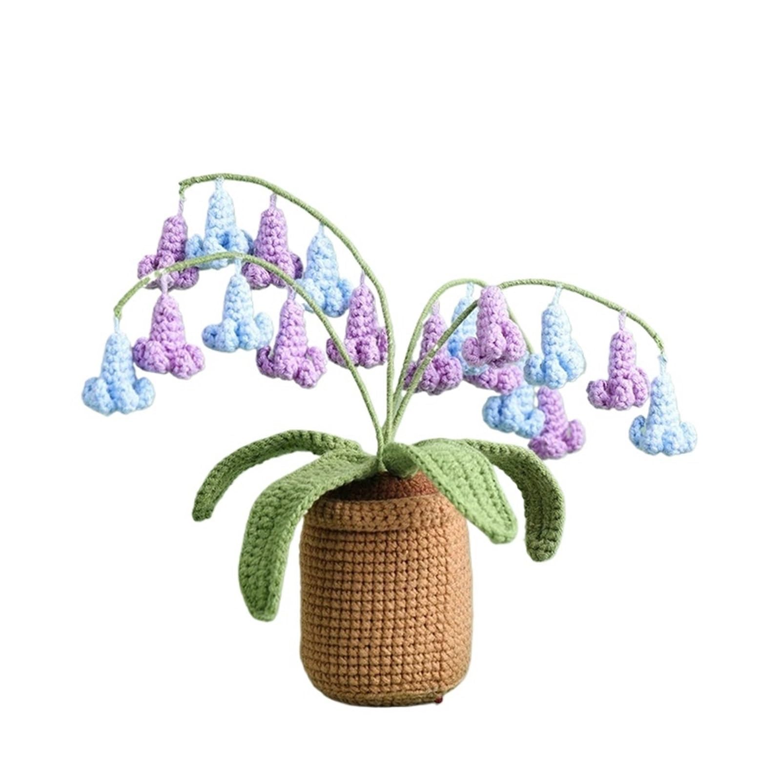 OPIGJUFD set di uncinetti Kit for uncinetto orchidea falena for principianti con istruzioni, filato for maglieria, filo, aghi, strumenti for lavorare a maglia facili, set di accessori(Bluebells)