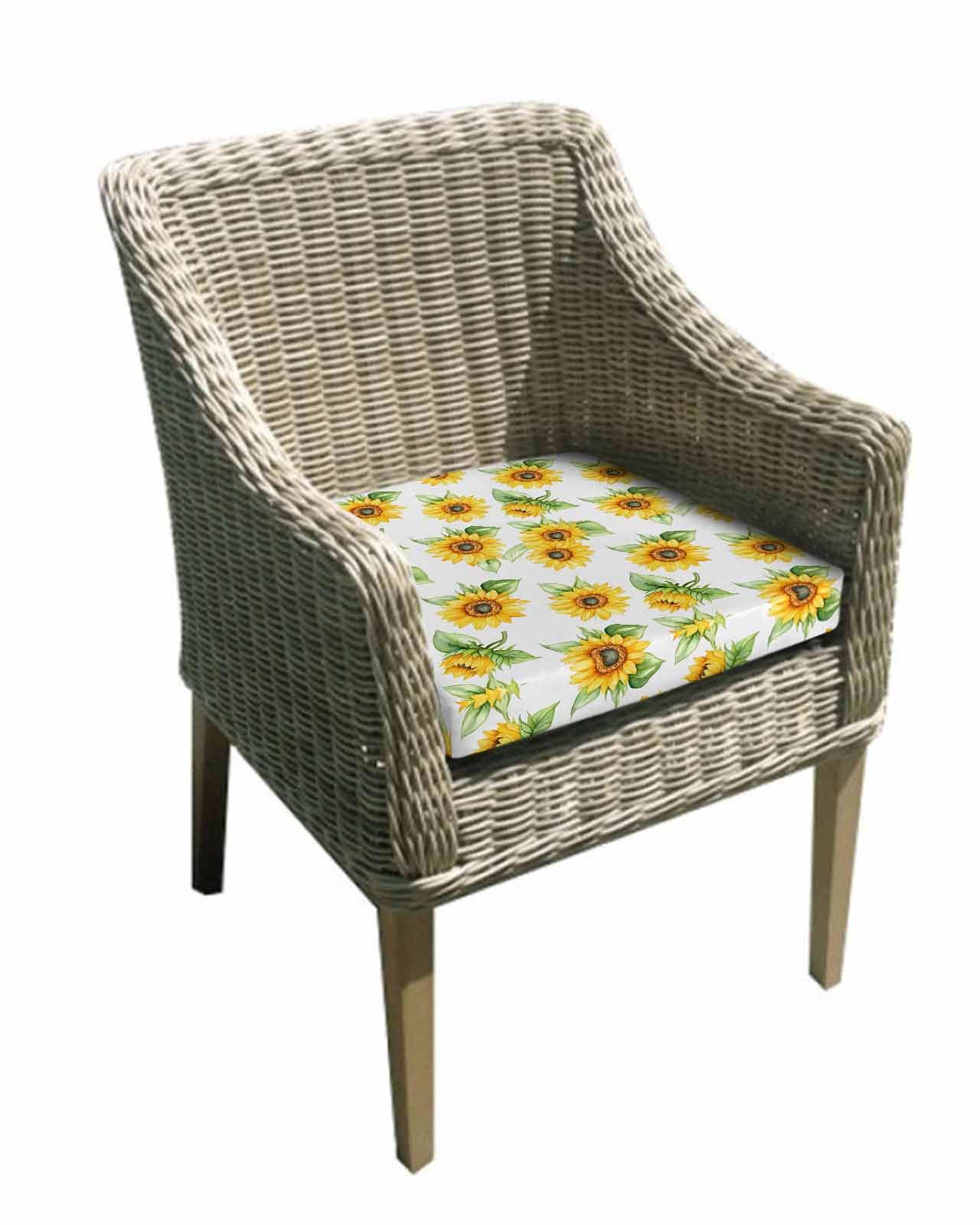 Hokiten Sunflower Outdoor Cushion Chair Cover Set of 2 - Waterproof Couch Seat Covers, Yellow Summer Floral Watercolor Patio Furniture Protector Cushions Slipcovers for Sofa/RV, 22