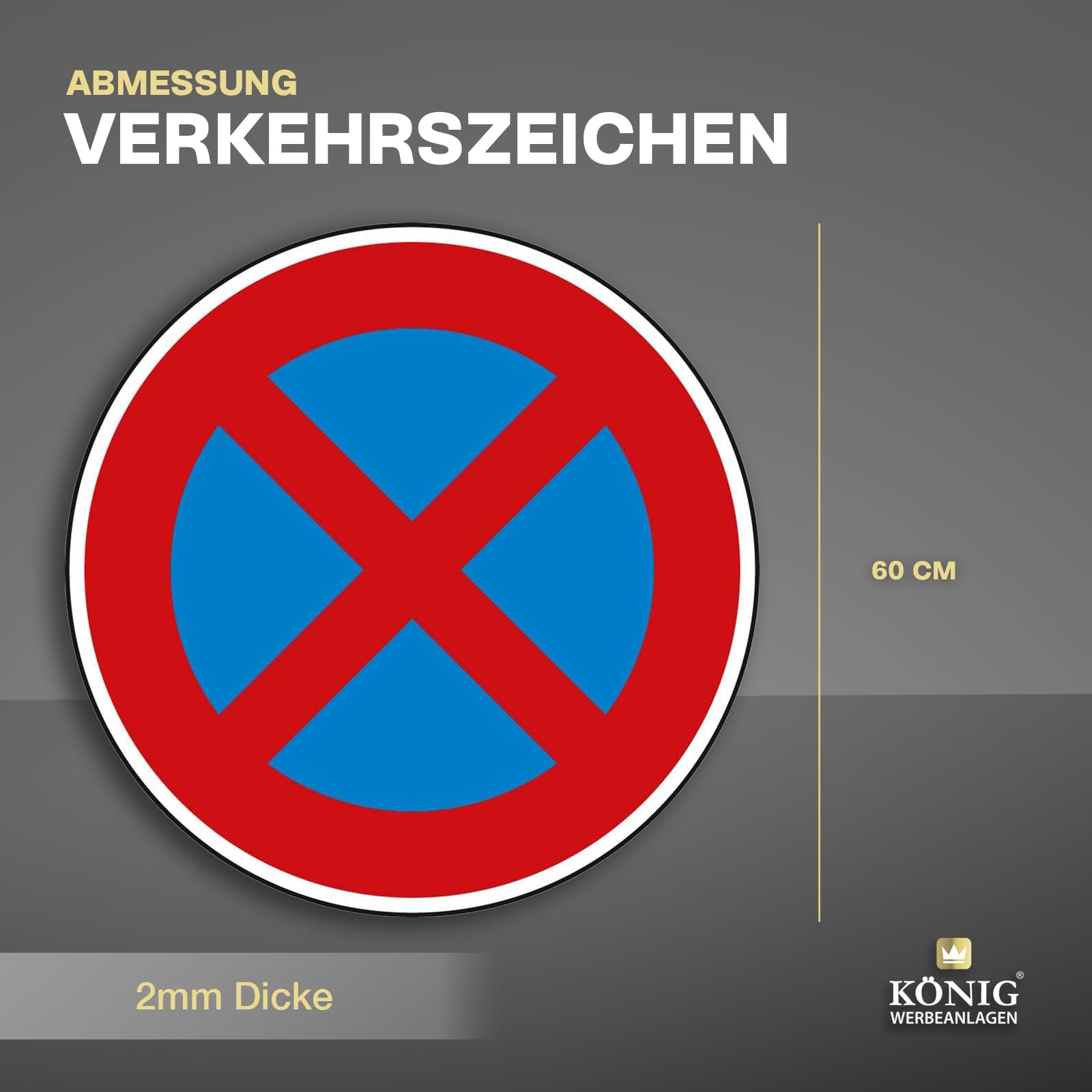 Trifke® Señal de tráfico absoluta prohibición de retención nº 283 | 600 mm de diámetro aluminio 2 mm RA1 | señal de tráfico original según StVO con sello de calidad RAL | Cartel de prohibición de