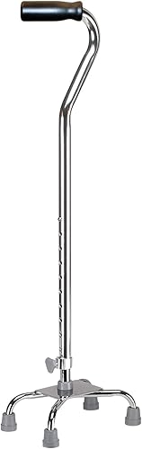 Drive Medical (A) Quad Cane Base Pequeña Cromo con Agarre de Espuma