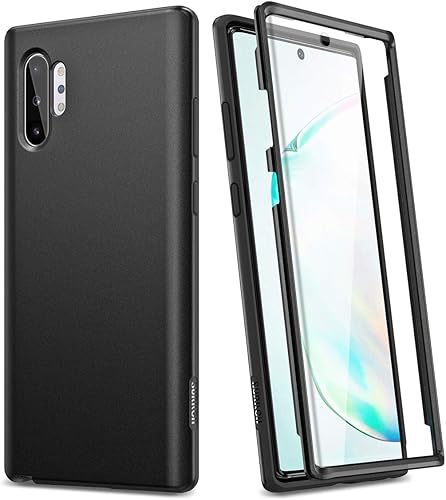 SURITCH Funda para Galaxy Note 10+ - Protector de pantalla integrado, a prueba de golpes, parachoques híbrido de TPU delgado, negro mate