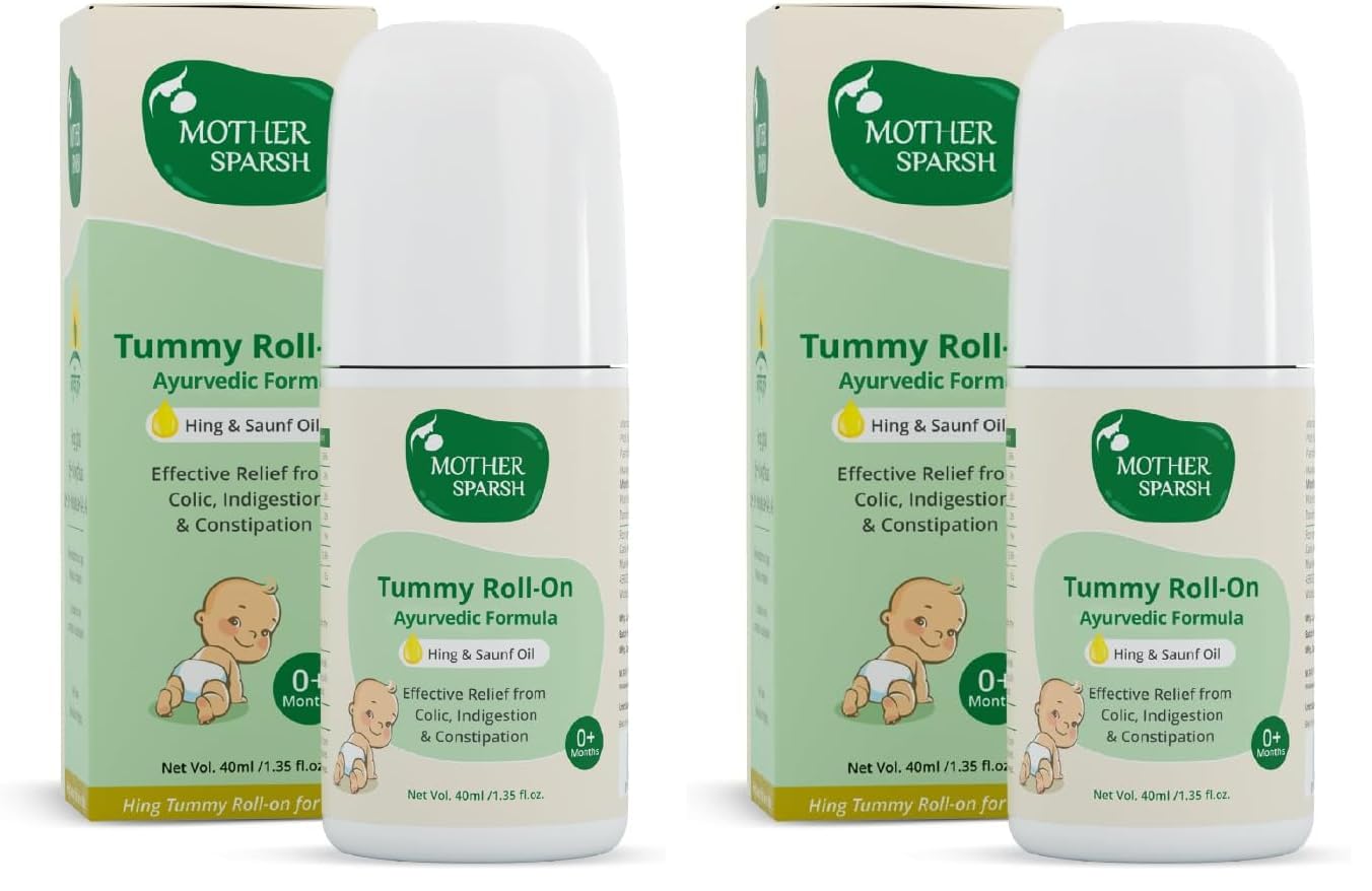 Mother Sparsh Tummy Roll On For Baby, Colic Relief, Constipation and Indigestion With Hing & Saunf | 100% Ayurvedic - 40ml (Pack of 2)-image-32