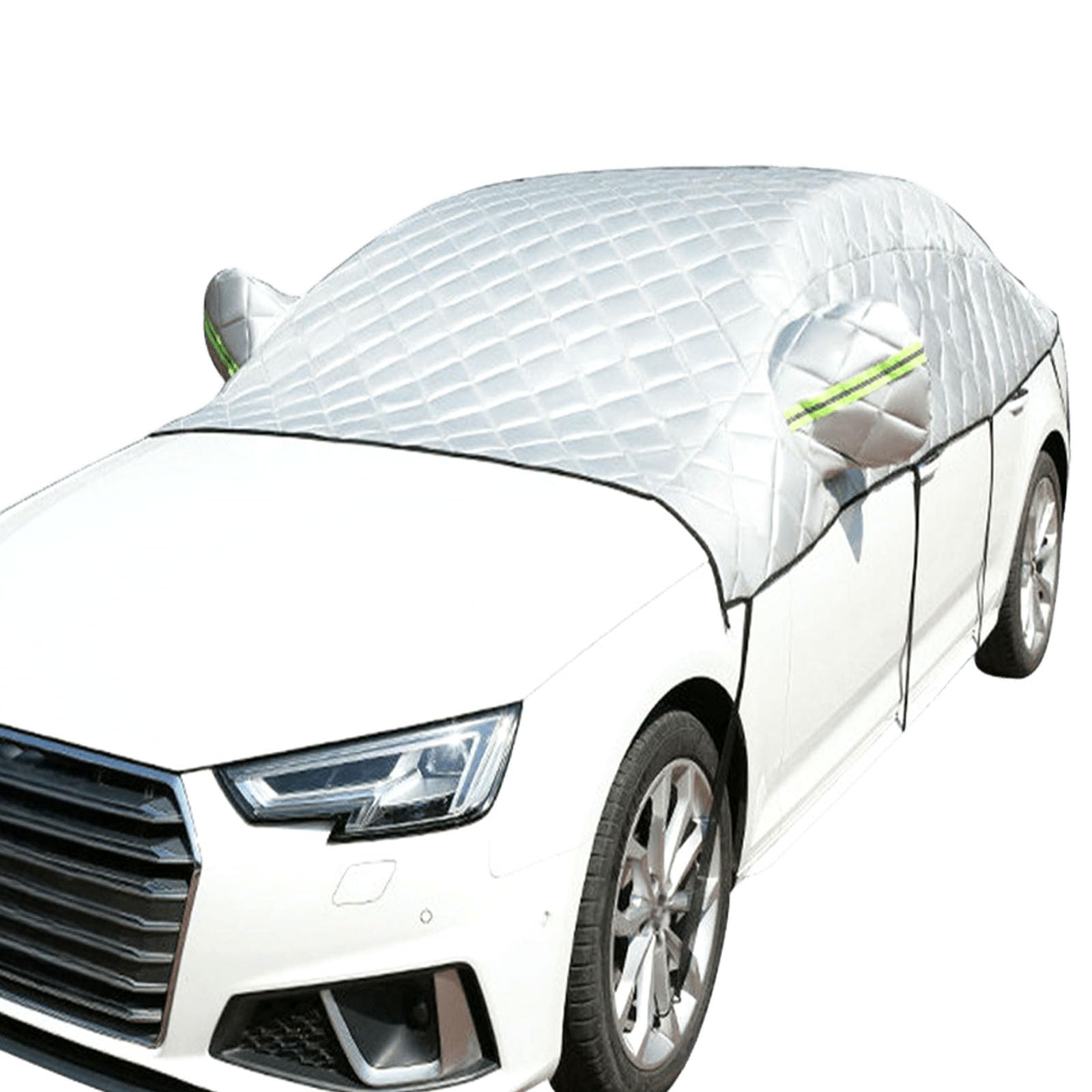 Cubierta De Parabrisas De Helada De Coche para Invierno, Cubierta De Pantalla De Medio Coche Protector De Nieve De Hielo Anti Granizo con Ganchos Y Rayas Reflectantes