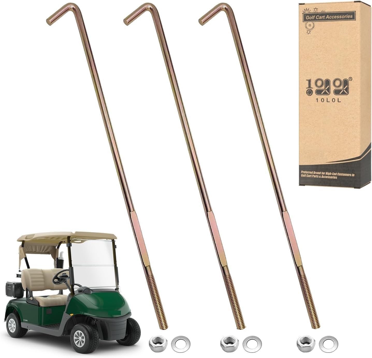 Photo 1 of 10L0L Golf Cart Battery Hold Down J-Bolt Kit for EZGO RXV 2008+ Electric