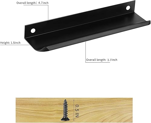 Miniatura 3 de HONGYUN Paquete de 10 tiradores de dedo para gabinetes ocultos, cocina, baño, cajón, color negro, 4.724 in, manijas negras de gabinete