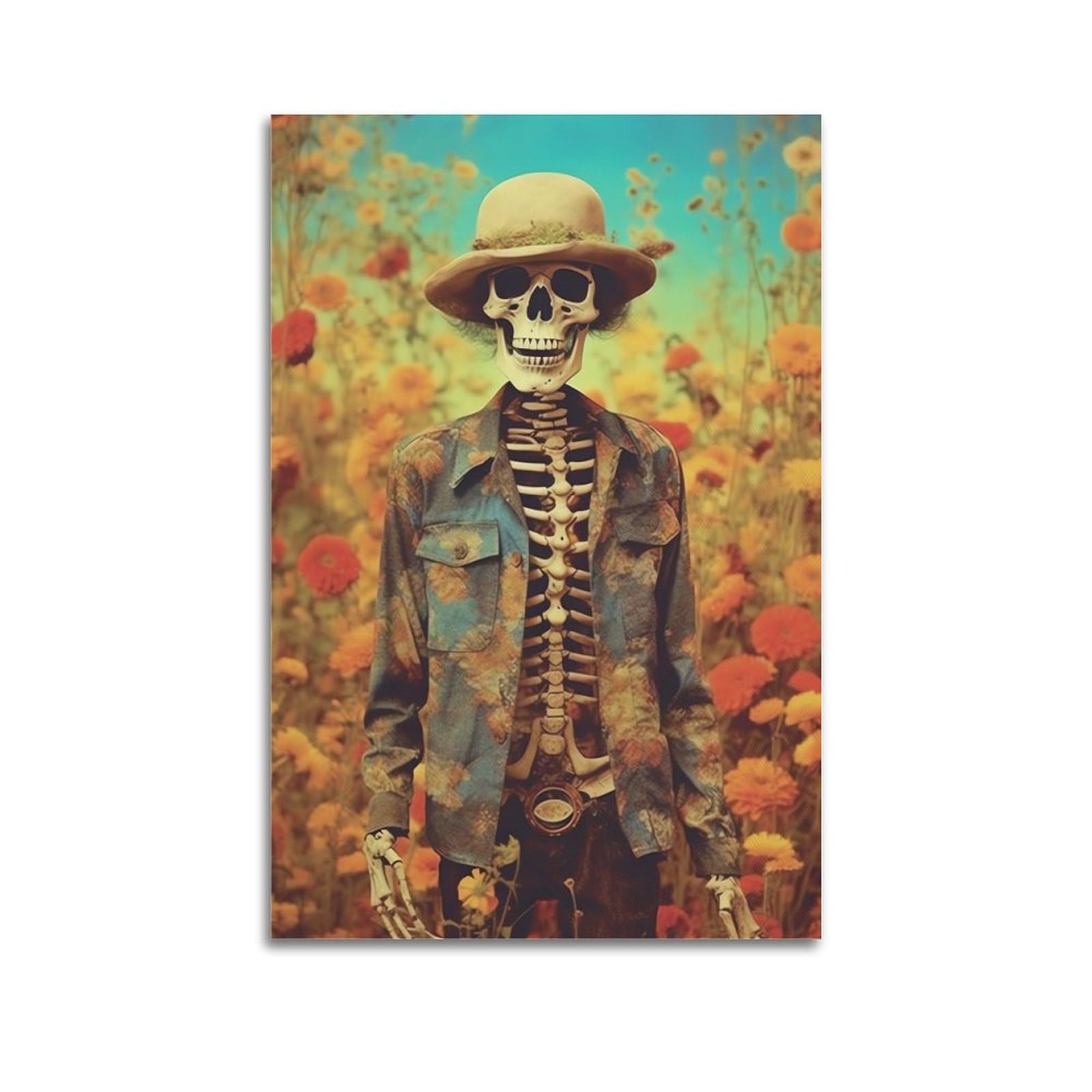 Photo 1 of **set of 2  **
Skull Wall Art Poster, Hippie Style Straw Hat Skeleton Man, Personalized Room Wall Decoration Canvas Art Poster And Wall Art Picture Print Modern Family Bedroom Decor Posters 12x18inch(Unframed) 12x18inch(30x45cm) Unframe-style