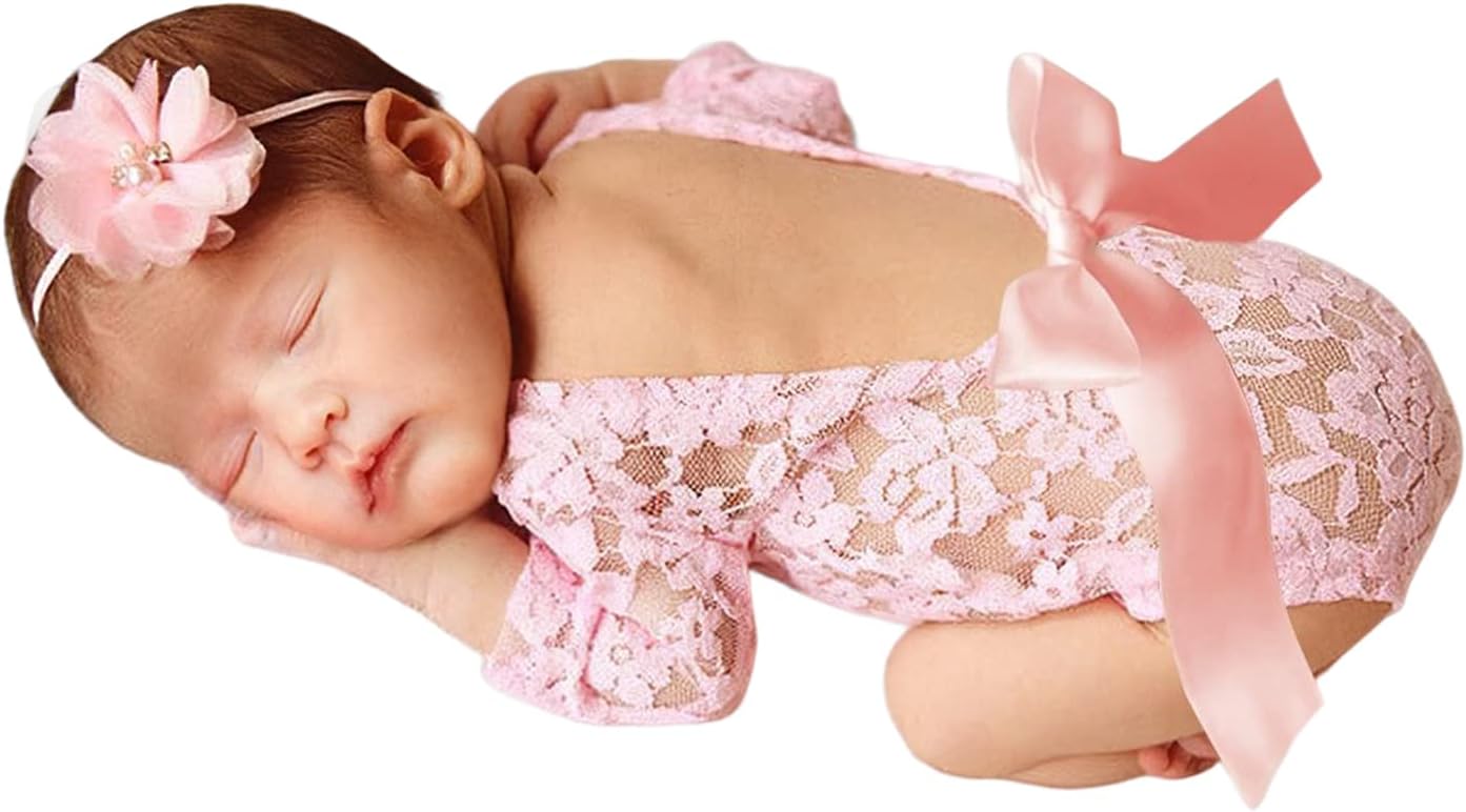 Accesorios de fotografía para recién nacidos, trajes de encaje para bebé y niña, ropa de sesión de fotos para bebés niños y niñas de 3 a 12 meses