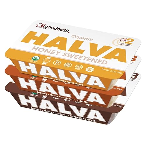 OhGoodness! Miel orgánica Halva Aprobado por Paleo y SCD Sin aditivos, azúcar refinado o edulcorantes artificiales 2.65 oz cada uno Paquete de 3