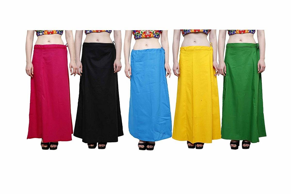 Shree Charbuja Sales Women's Cotton Petticoats(Multicoloured_Combo 5)