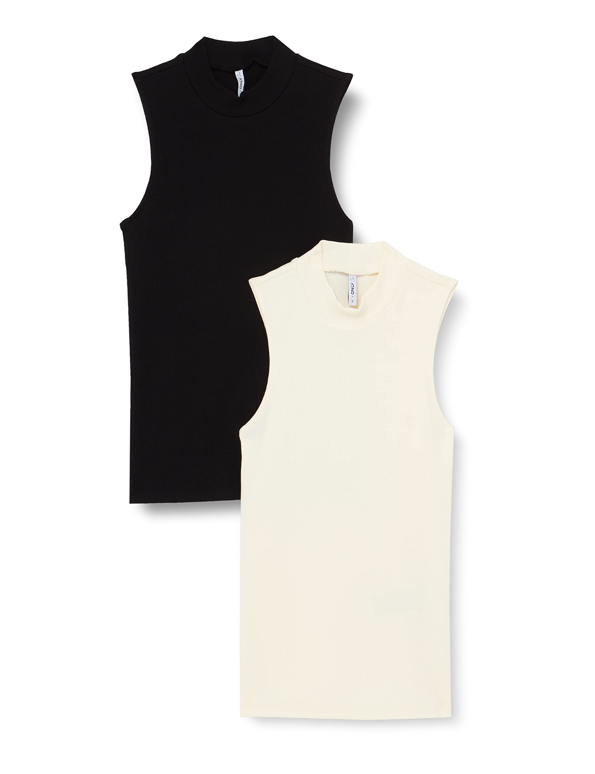 Only Women's Onlnessa S/L Highneck Rib Top Pack of 2 Top