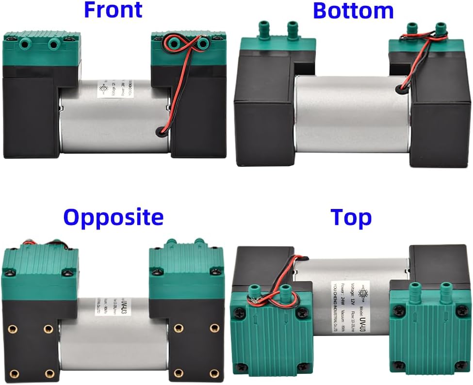12/24V 10W -80KPa 15L/Min Mini DC Air Pump Oilless Mute Diaphragm Vacuum Pump Electrical Vacuum Suction (UV-U3-24V)