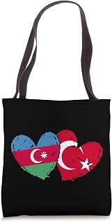 Azerbaijan Turkey Heart Flag Türkiye Azeri Turkish Heritage Tote Bag