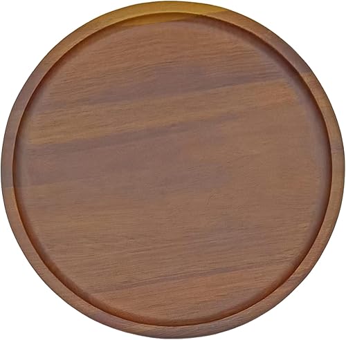 Plato redondo de madera de estilo japonés bandeja de almacenamiento plato de frutas plato de ensalada plato de carne plato de pastel y aperitivos 8