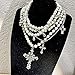 Layered Pearl Necklace Gothic Cross Pearl Stacked Necklace for Women
