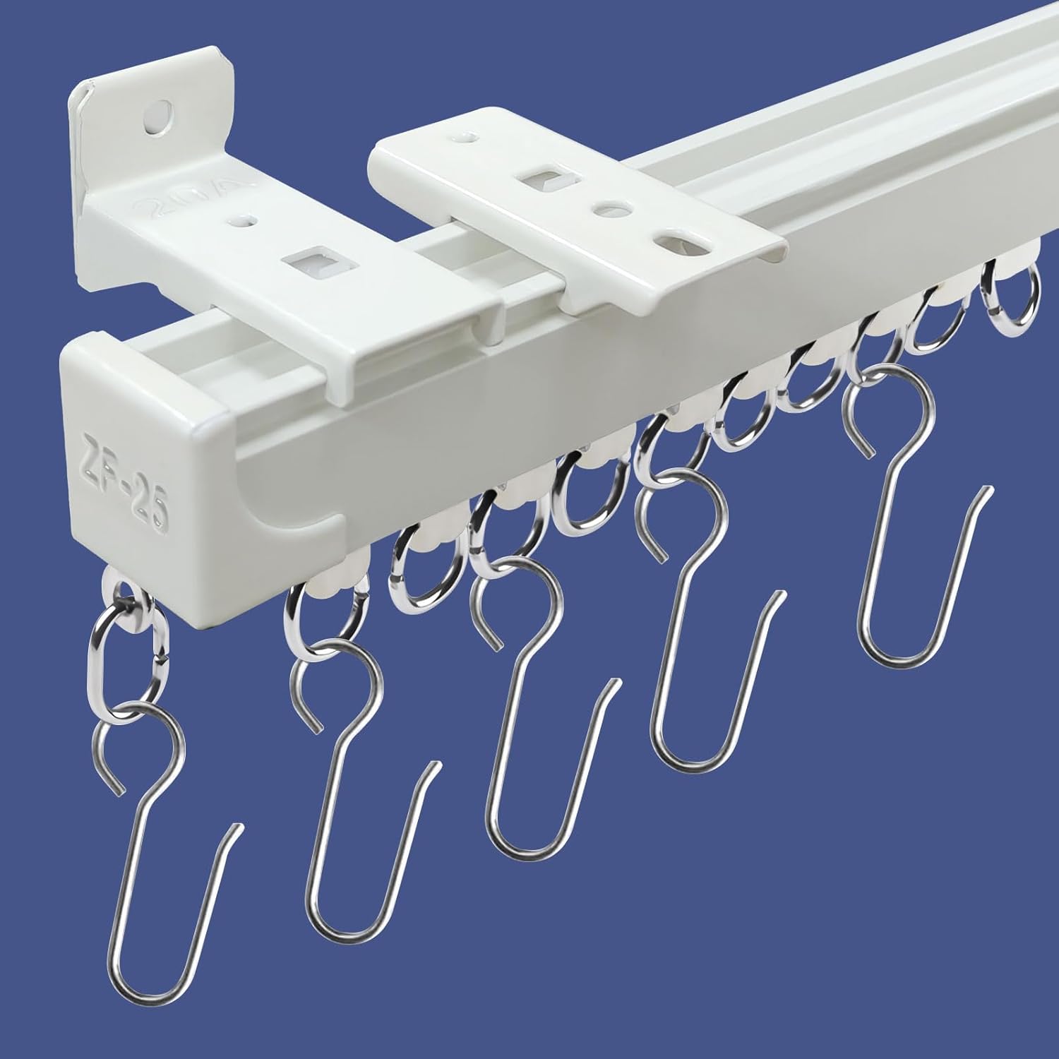 MLOQI Curtain Tracks Ceiling Wall Mounted with Soundproof Strips, White Ceiling Track for Curtains 12 Feet 12 FT White