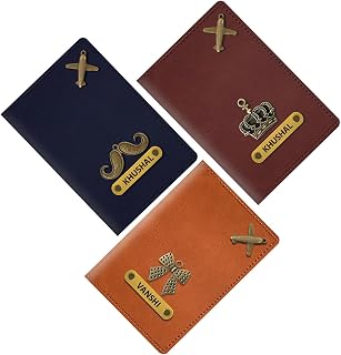 Mekhush Men Vegan Leather Personalized Passport Cover with Customized Name & Charm -Gifting Option for Wedding, Anniversar... Price In India