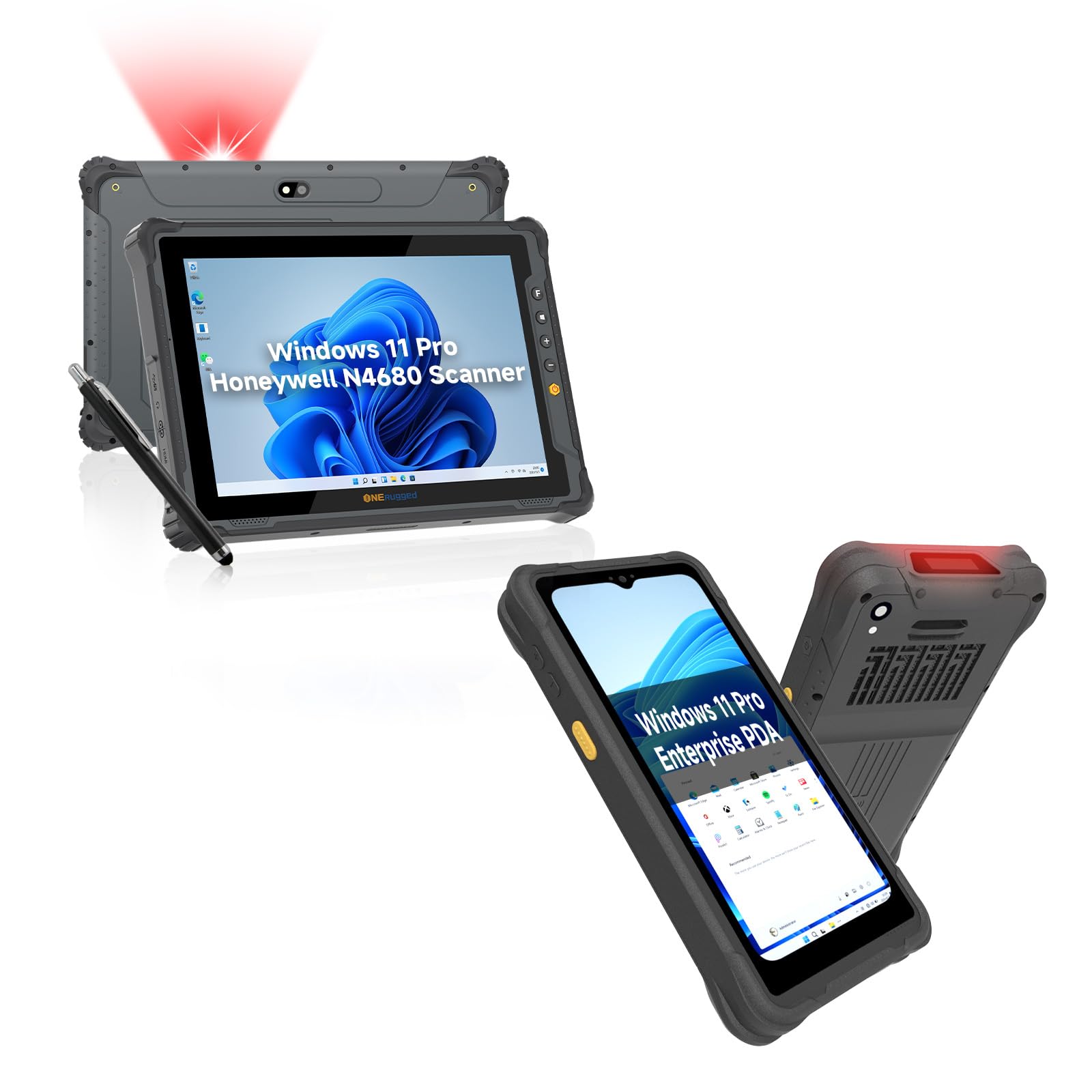 ONERugged Rugged Tablet with Barcode Scanner M10J and Handheld PDA I61J, 8GB+128GB Industrial Work PC for WMS, Retail