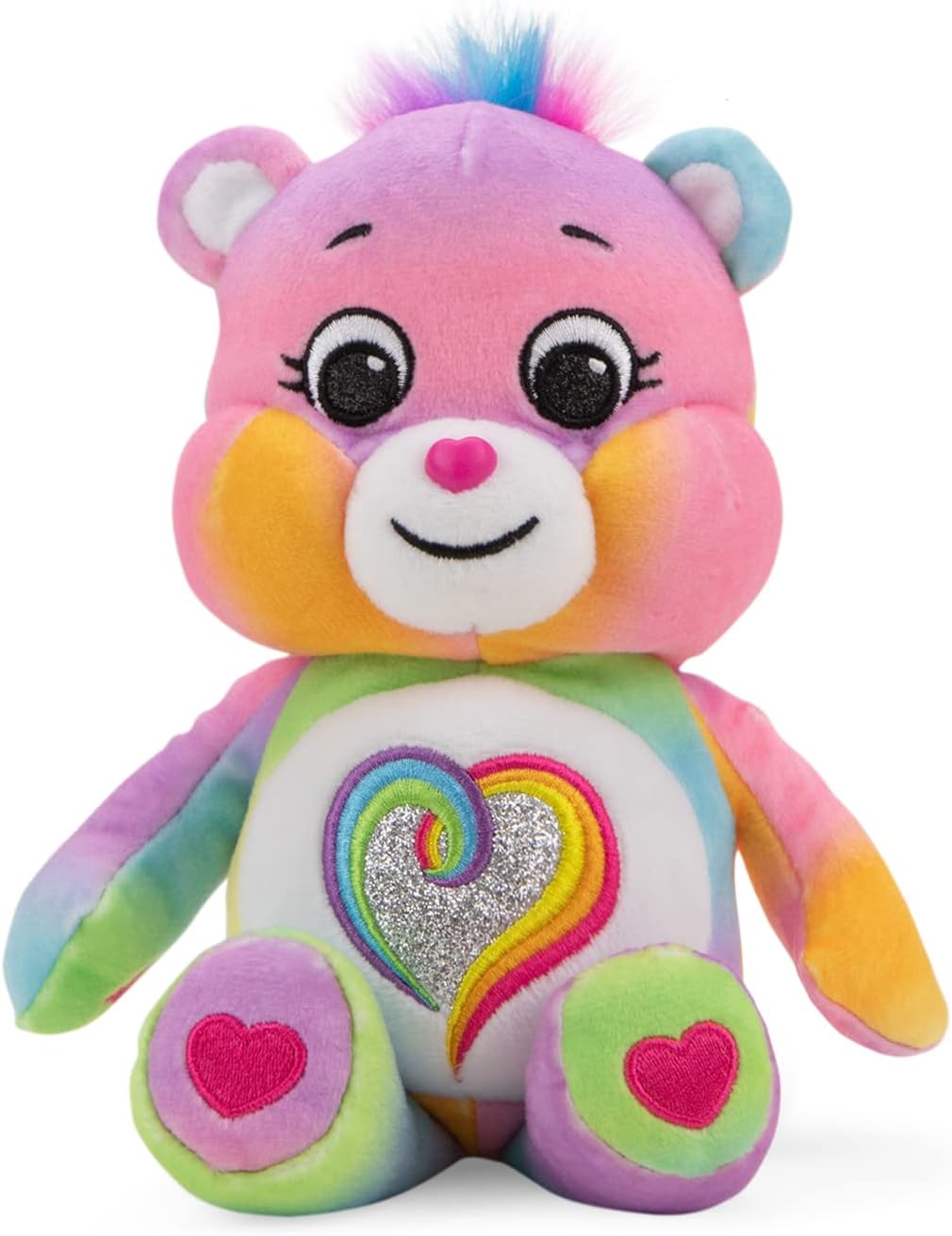 Care Bears 9" Fun Size Glitter Plush - Togetherness Bear - Tie Dye Plushie for Ages 4+ – Stuffed Animal, Soft and Cuddly – Good for Girls and Boys, Collectors, Great Valentines Day Gift for Kids
