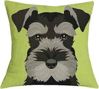 The Beach Stop Decorative Miniature Schnauzer Dog Scatter Cushion Cover | Home Decor Gift Idea | 45x45cm 18x18” | Lime Green