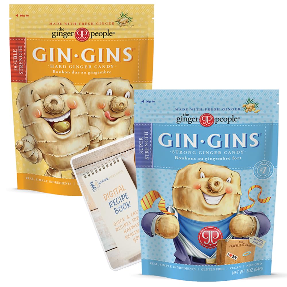 Gin Gins Ginger Candy Variety Pack of 2 Bundle 1 of each