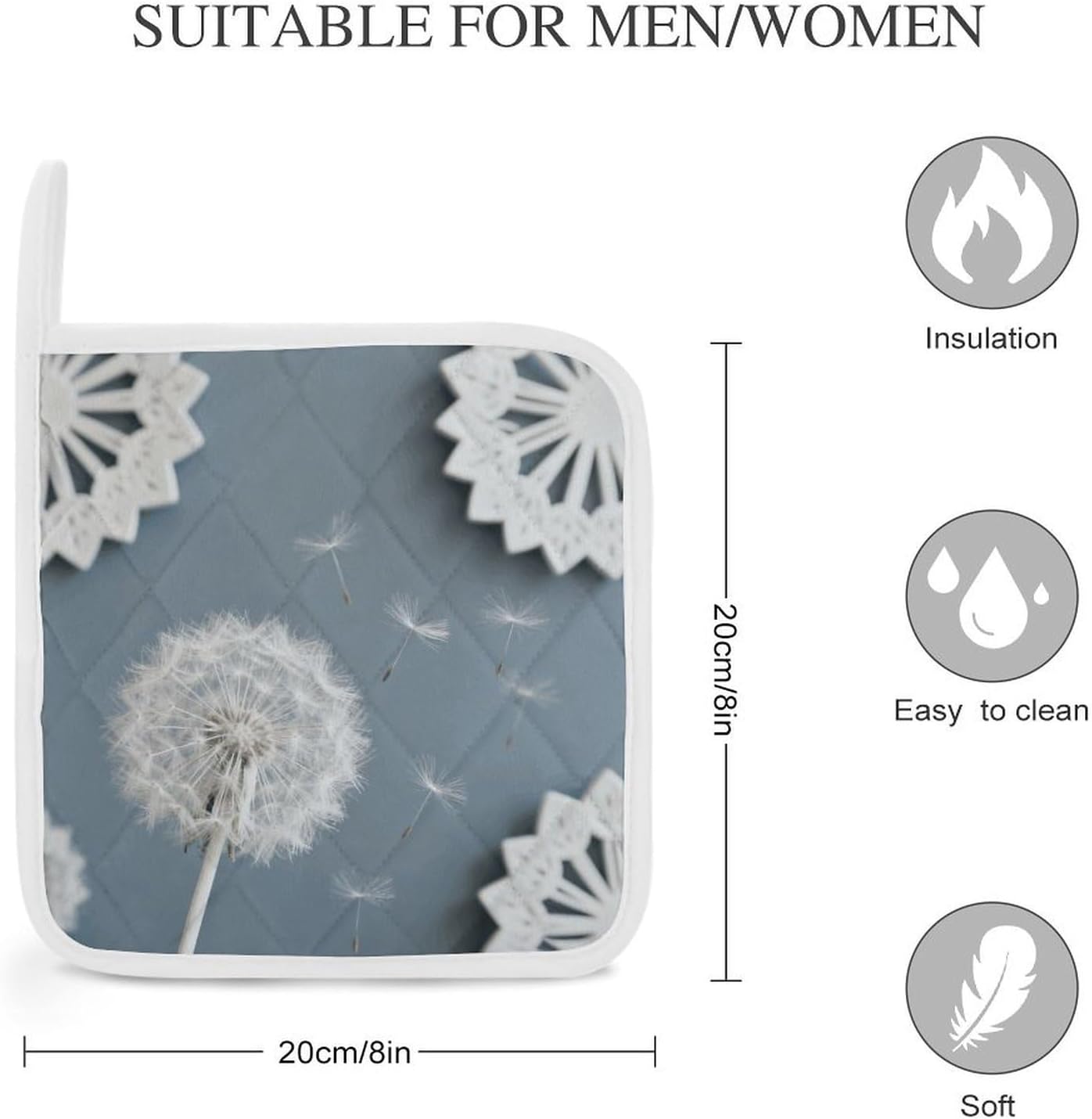 The Whispers of Dandelions Polyester Heat Resistant Pot Pad Non Slip Anti Scald Hot Dish Mat Reusable Table Protector for Kitchen Hot Pot Mat Wear Resistant Heat Proof Table Pad for Countertop Dining