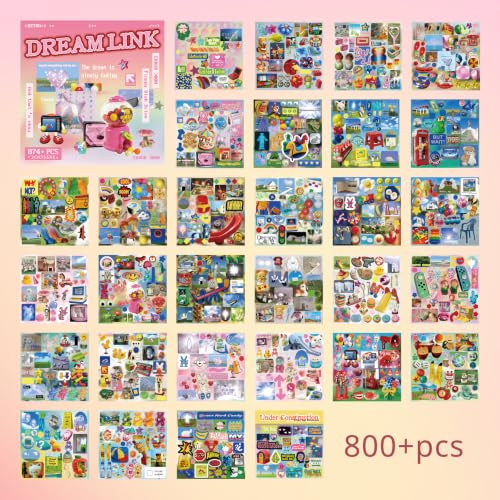Image of 750+ Pcs Dreamcore Sticker Book for Journaling | Weirdcore Aesthetic Scrapbook Stickers, Pre-Cut Waterproof Decals for Planner, Junk Journal, Notebook