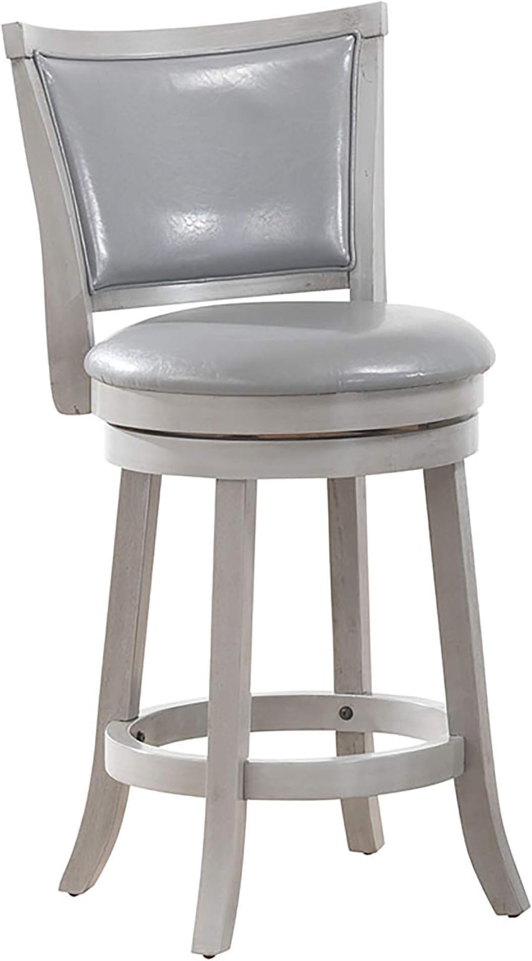 Set of 2 Modern Solid Wood & Faux Leather 26'' Counter Stool in Grey