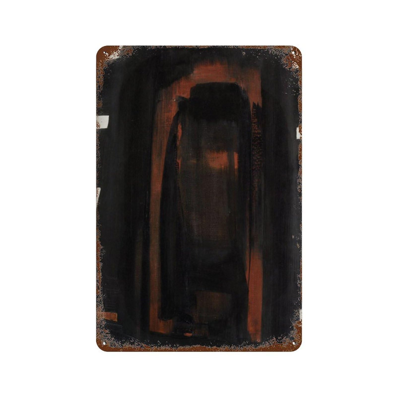 xiaoxiaoshen Soulages Black Orange Abstract Exhibition Wall Decor Art Metal Tin Poster Modern Home Decor Art Home Bar Shop Decorations Vintage Sign 30x20cm