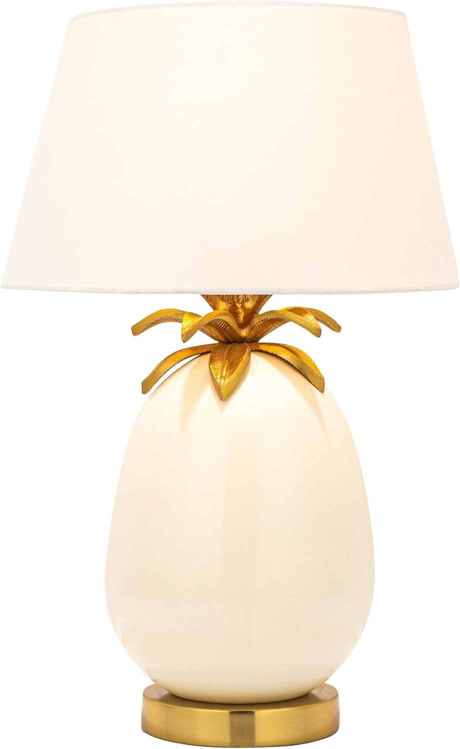 Creative Co-Op Tropical Metal Base Table Lamp with Pineapple Detail and Shade, White and Gold