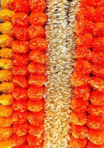 Miniatura 4 de Genx Guirnalda de flores artificiales de caléndula Guirnalda de caléndula naranja oscuro Guirnalda artificial Guirnalda de flores falsas Cuerdas