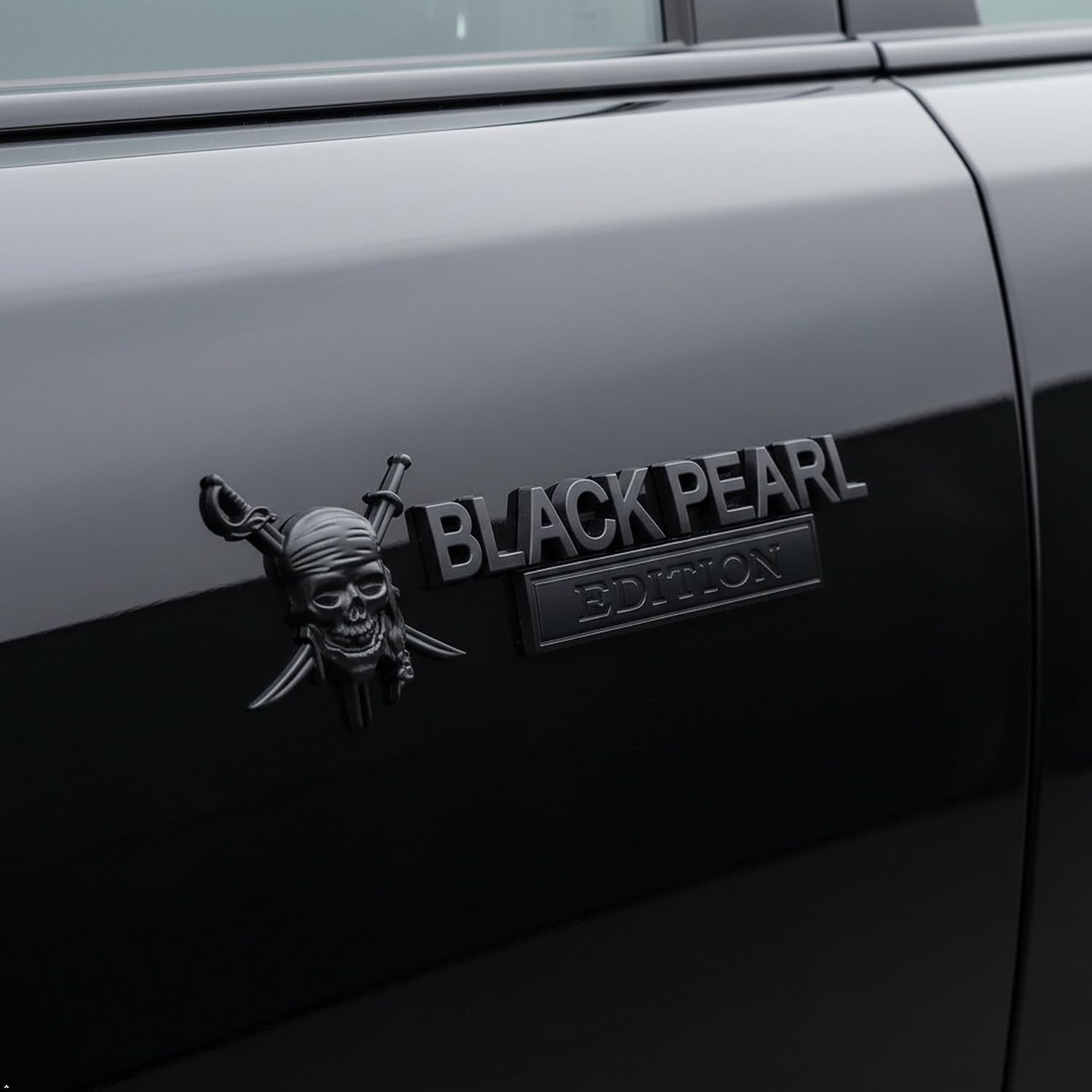 Black Pearl Edition Skull Decal Emblem Set - Premium Door Inserts and Comprehensive Car Body Accessories for Front, Rear, Sides, Hood, Trunk, and Bumper (Matte Black)