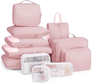トラベルポーチ 11点セット 圧縮 旅行用圧縮袋 圧縮バッグ 化粧ポ一チ セットスーツケース 衣類仕分け収納 軽量 圧縮 パッキングポーチ 旅行収納ポーチ 出張 衣類 整理 海外旅行 便利グッズ ピンク