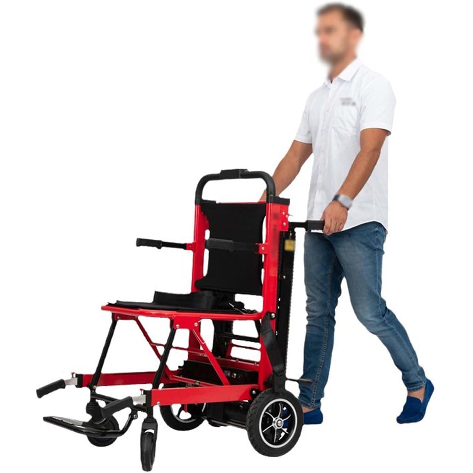 Montascale Elettrico Cingolato Pieghevole Saliscale Manuale su Sedia A Rotelle Carrello Montascale Elettrico per Anziani Disabili, può Salire E Scendere Le Scale