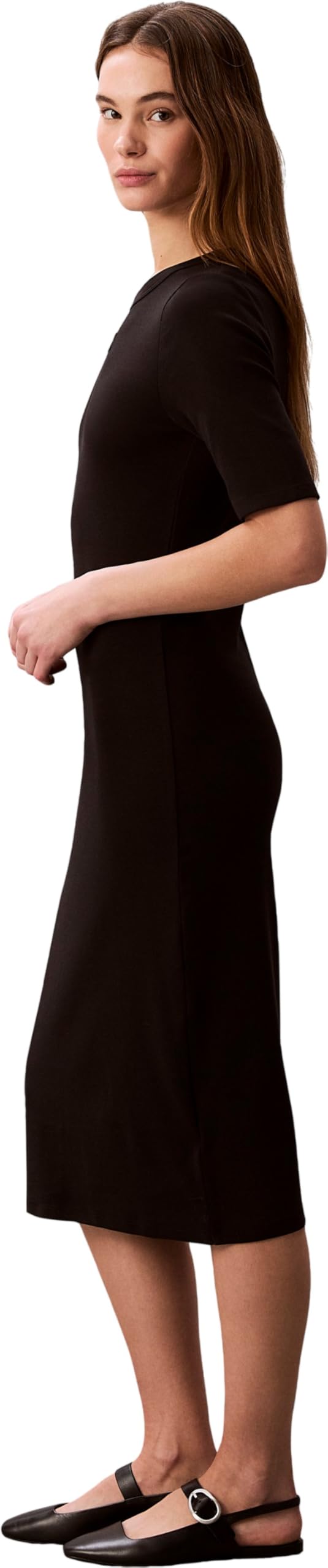 Calvin Klein HS 1x1 Refined Cotton Rib Midi D Lv047d217g Vestiti Donna