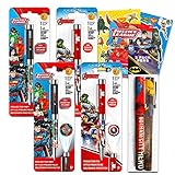 Superhero School Supplies Office Supplies Bundle ~ 6 Pcs Deluxe Projector Pens Super Hero Ballpoint Pens Featuring Justice League, Batman and Avengers With Stickers | Superhero Party Supplies