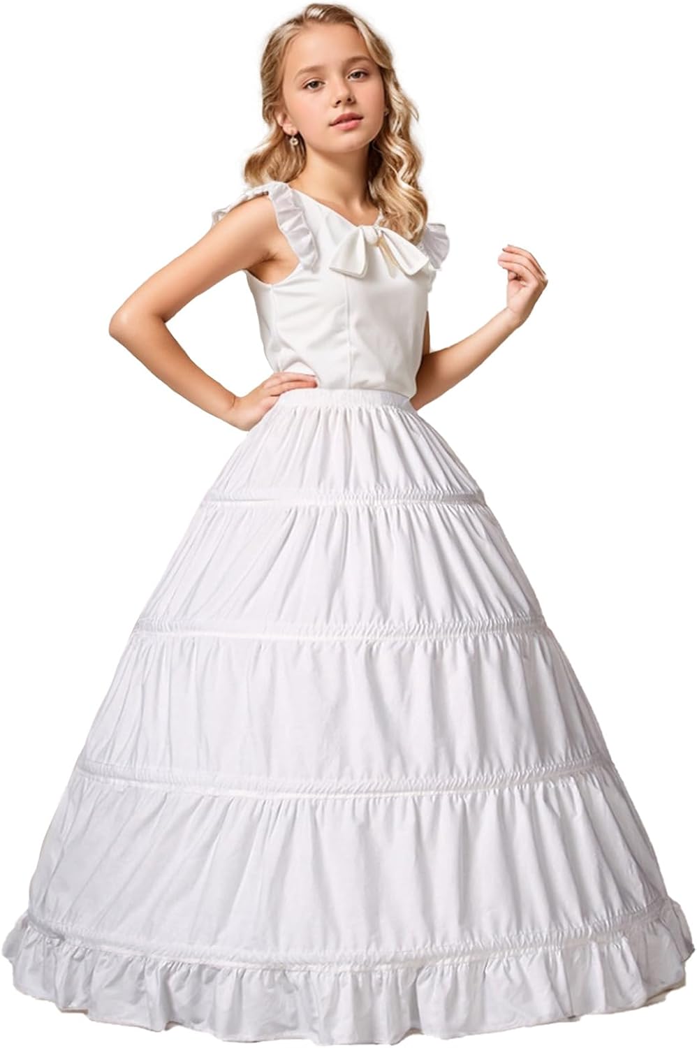 BEAUTELICATE Girls Cotton Petticoat Crinoline (Ivory)