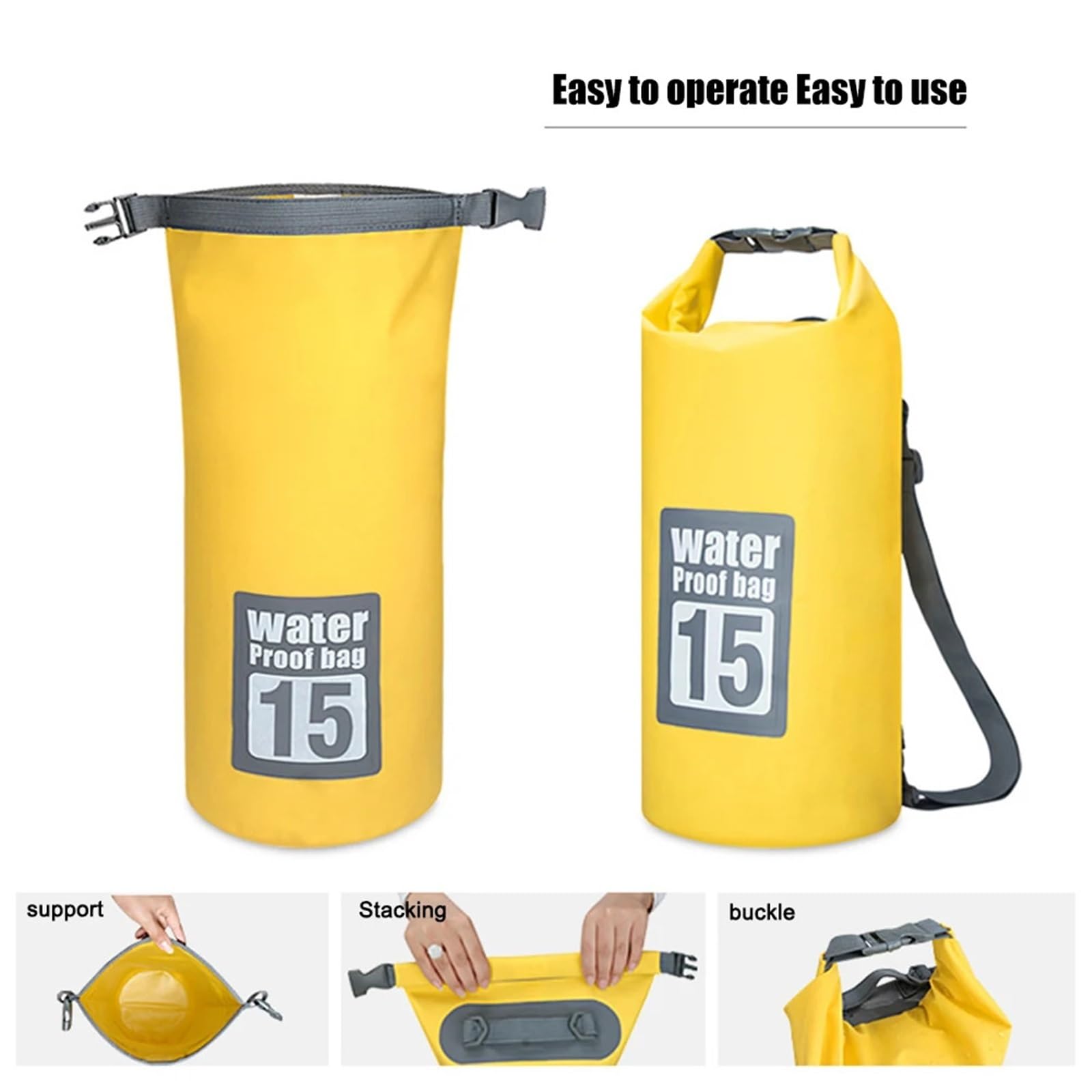 Borsa Nuoto Sacca galleggiante impermeabile per il nuoto all'aperto, con parte superiore arrotolabile, per kayak, rafting, canottaggio, trekking sul fiume(Yellow 30L)