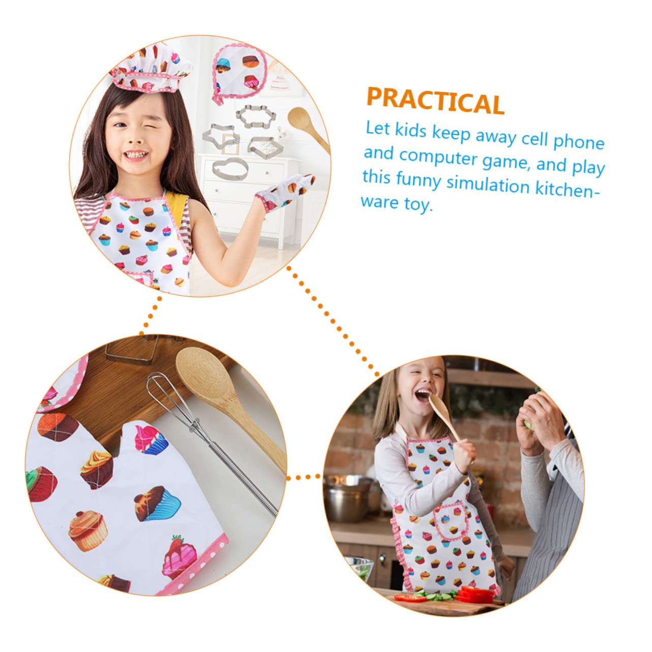 SUPVOX Toddler Cooking Apron Kids Kitchen Supplies Set Children's Cooking Utensils Play Kitchen Toys for Boys Girls