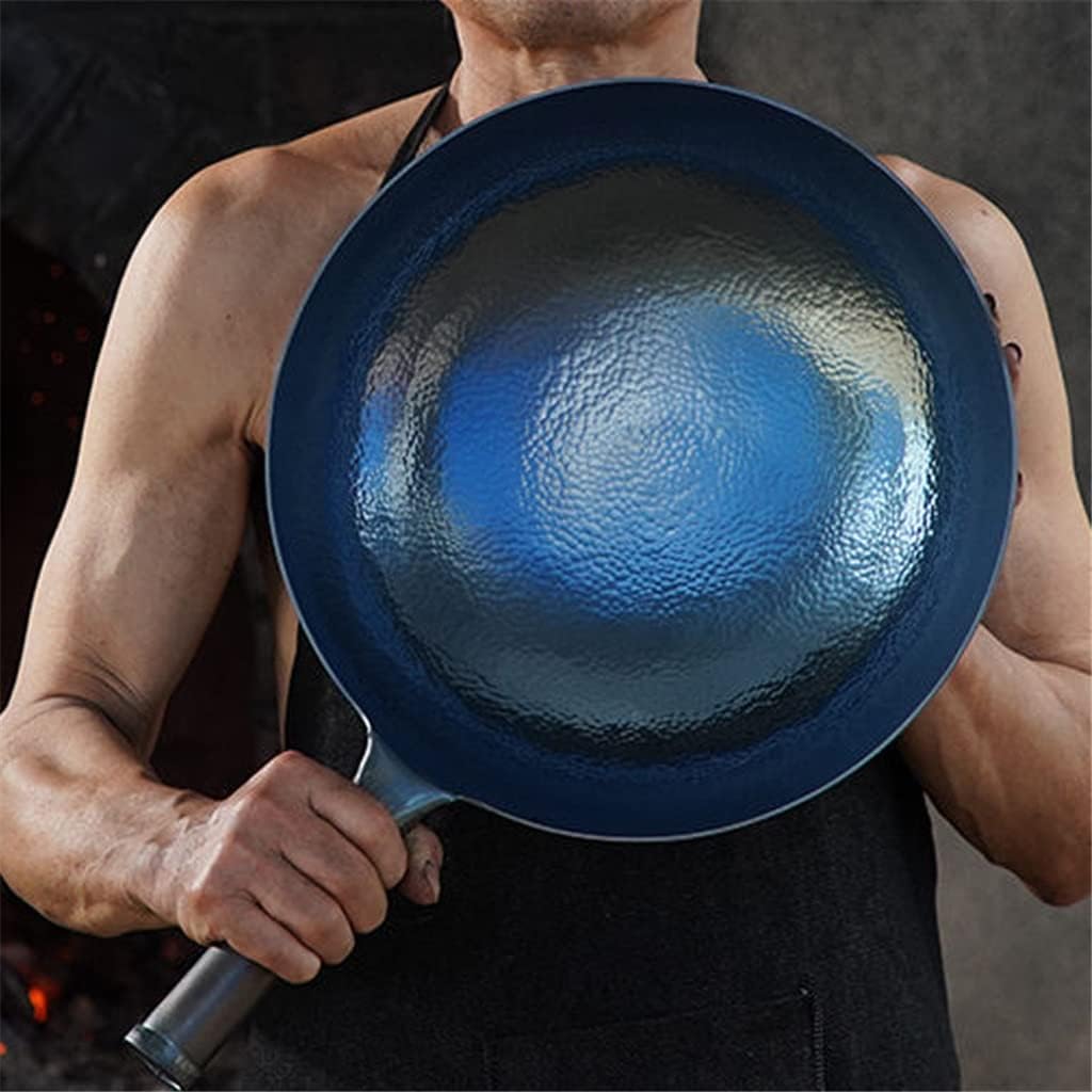 Chinese Iron Wok Traditional Handmade Wok No Coating Non-Stick Cookware for Gas Stove (A 30Cm)，A-30cm，A-30cm，A-30cm