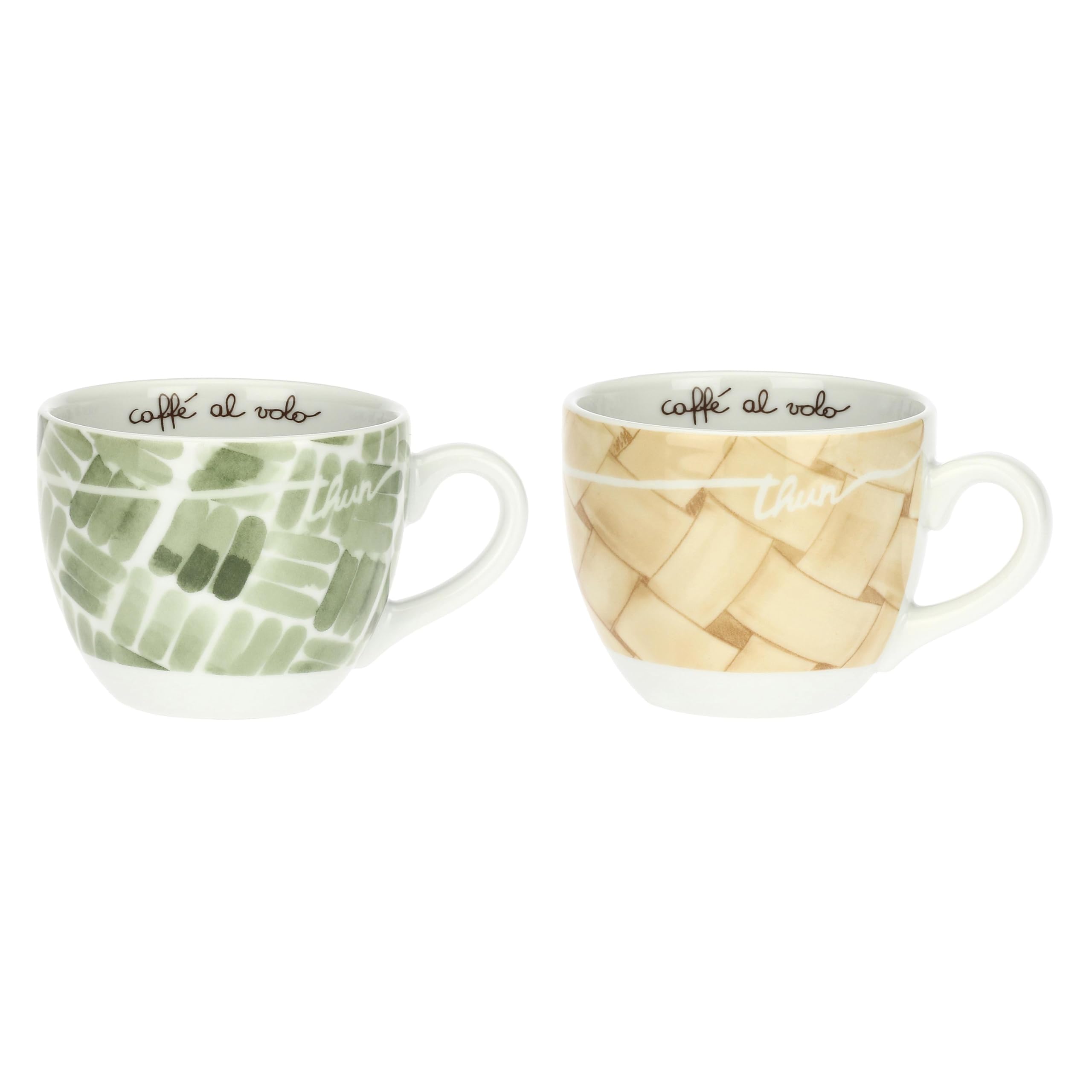 THUN, Set 2 Tazze Colazione con Piattino in Porcellana, Linea AbbracciAMI, Set da Collezione, Idea Regalo per Natale, Tazza 450 ml, Ø 10.6 cm, 8.7 cm h, piattino Ø 17.6 cm