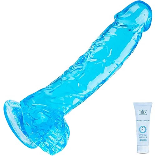 7 Inch Realistic Silicone Dildo, Soft Blue Dildos Sex Toy with Strong Suction Cup, Adult Toys for Vaginal G-Spot and Anal Play, Waterproof Flexible Lifelike Penis for Women Men Beginners Couples