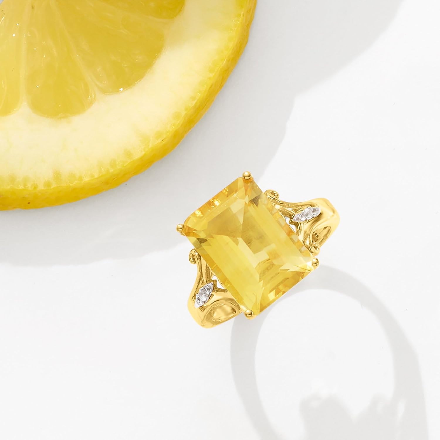 Ross-Simons 7.35 Carat Citrine Ring With White Topaz in 18kt Gold Over Sterling