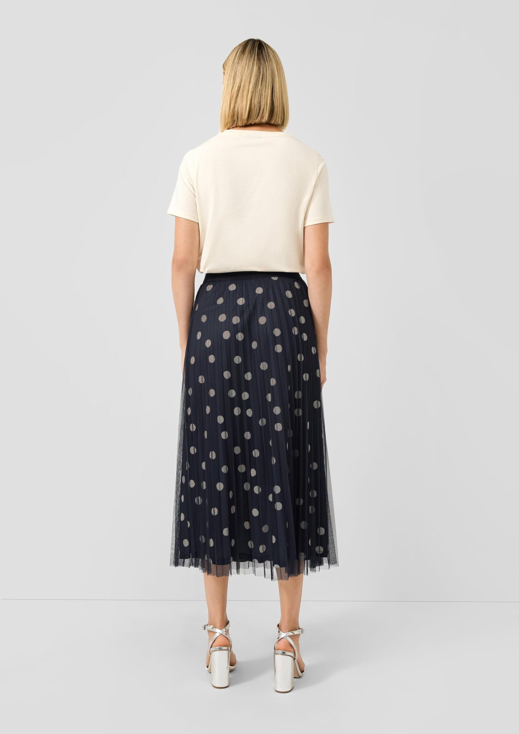 s.Oliver Plissierter Midirock mit Polka Dots und Jerseyfutter
