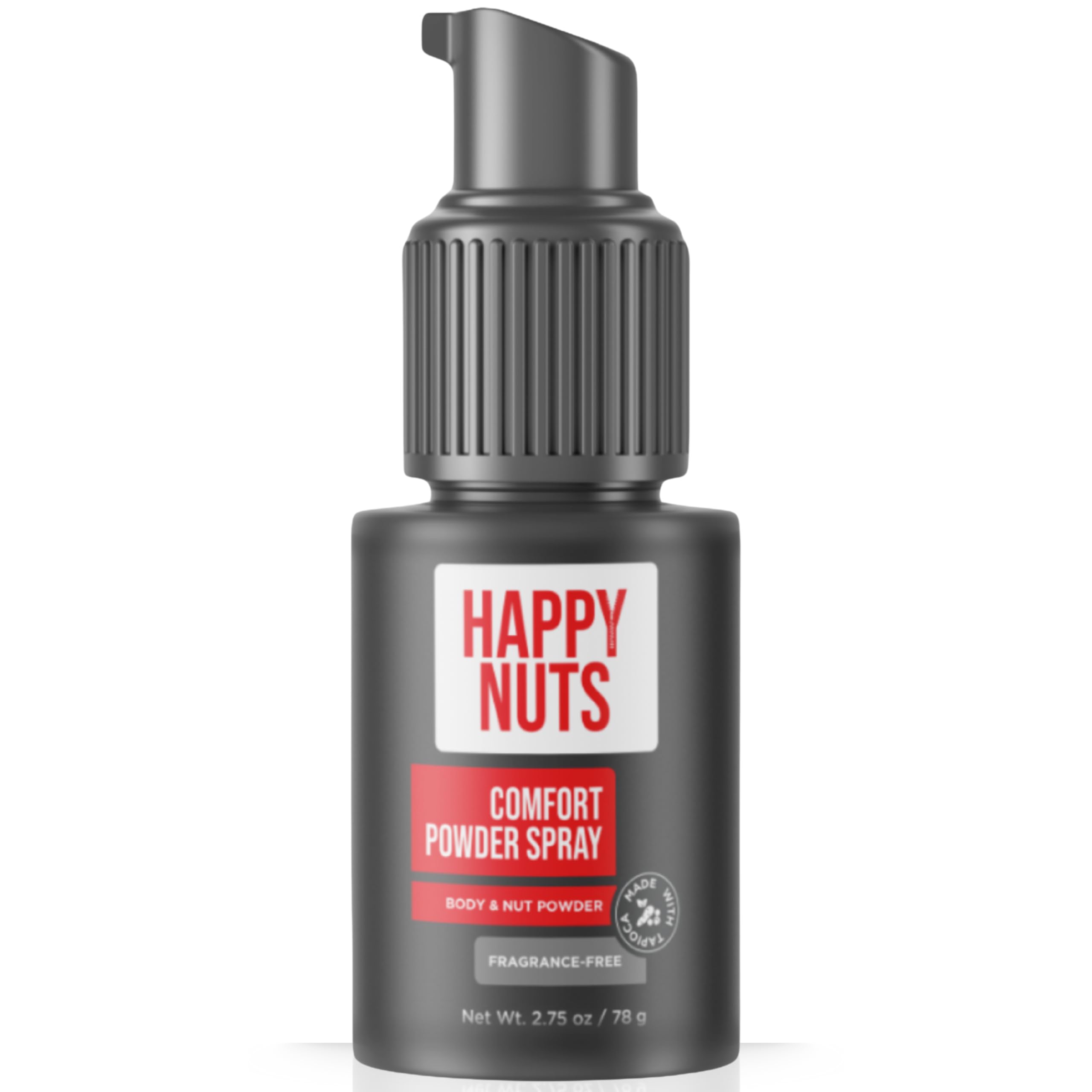 HAPPY NUTS Comfort Powder Spray Deodorant For Men: Anti-Chafing, Sweat and Odor Control for Jock Itch, Aluminum-Free, 2.75 oz (1 Pack), Fragrance-Free