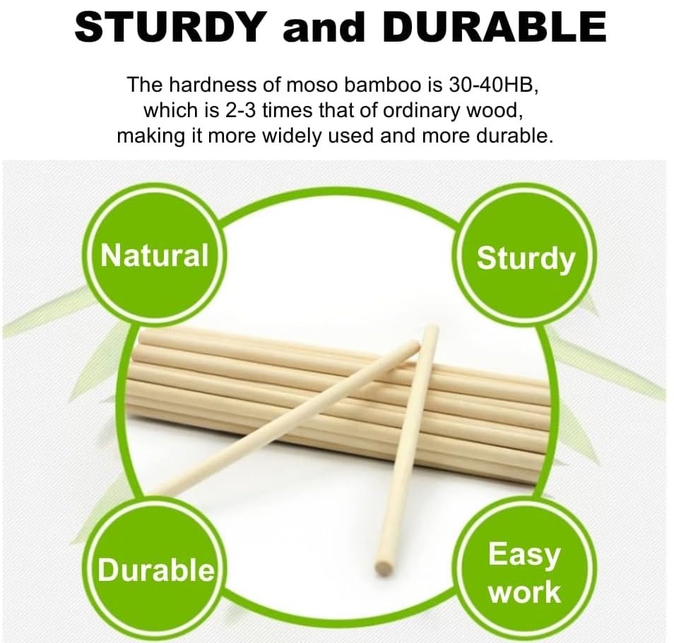 Image of Round 30cm Long and 8MM Thick 16pc Wooden Dowels Sticks for Crafts, Cake Dowels, Home Decor, DIY Projects, and Much More (30cm x 8mm, 16pc)