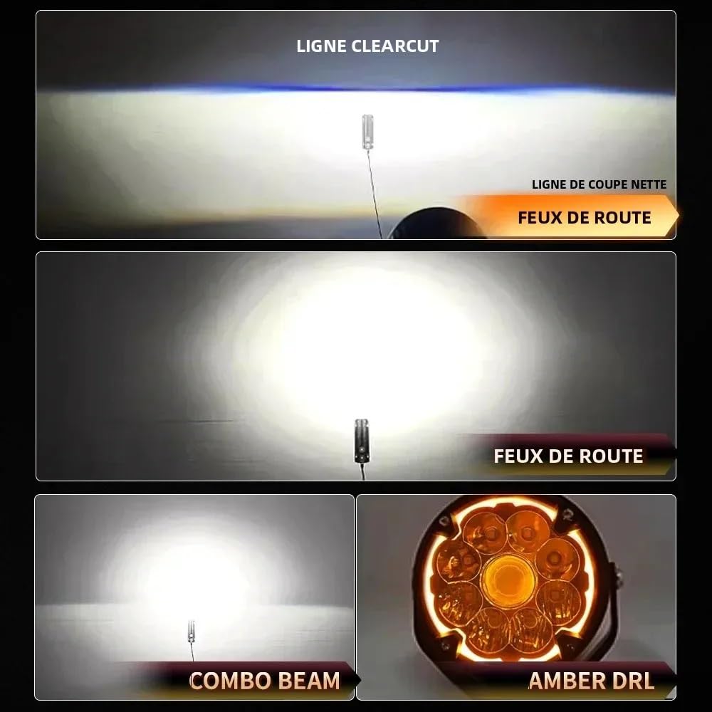 Dirt Bike Reflektor 2X6 Cali Motocyklowe Światło Robocze LED 6000 K Biały 3500 K Bursztynowy Pomocniczy Stroboskop Rower Światła Punktowe Jazda Mgła 12 V 24 V(5INCH 2PCS Strobe)