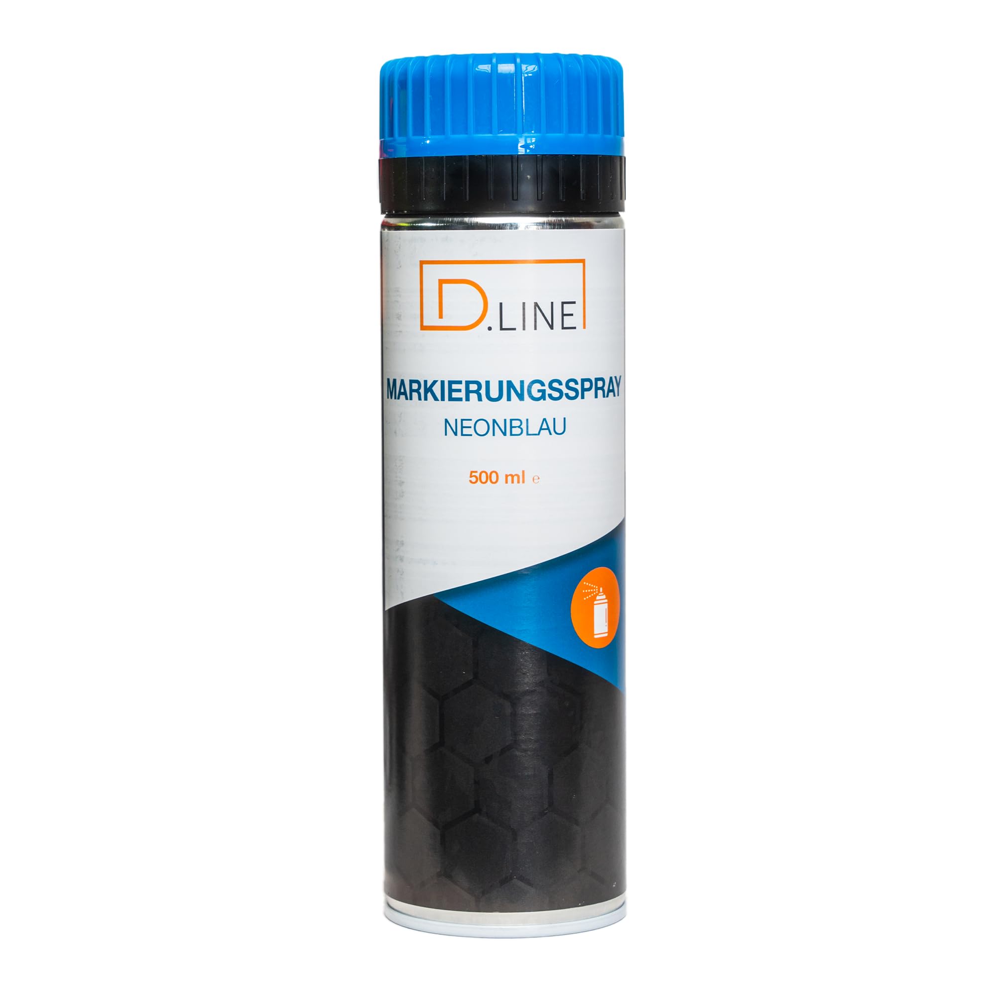 D.LINE Markierungsspray, 12x 500 ml Markierungsfarbe, Forstspray, Bodenmarkierungsspray in Signalfarben mit patentierter Markierungskappe 500 (neonblau)