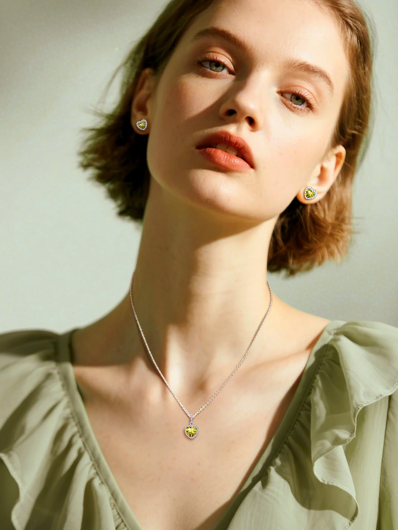 Bestyle Orecchini a Lobo Argento 925 Pietre Portafortuna Orecchini Forma Cuore Stud Orecchini Donna, Confezione Regalo