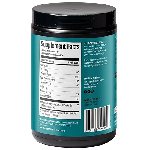 Miniatura 2 de Perfect Keto polvo de aceite de MCTTriglicéridos de Cadena Media de Cocos Para Ketosis y Suplemento Energético de Cetona en la Dieta Ketogénicafácil